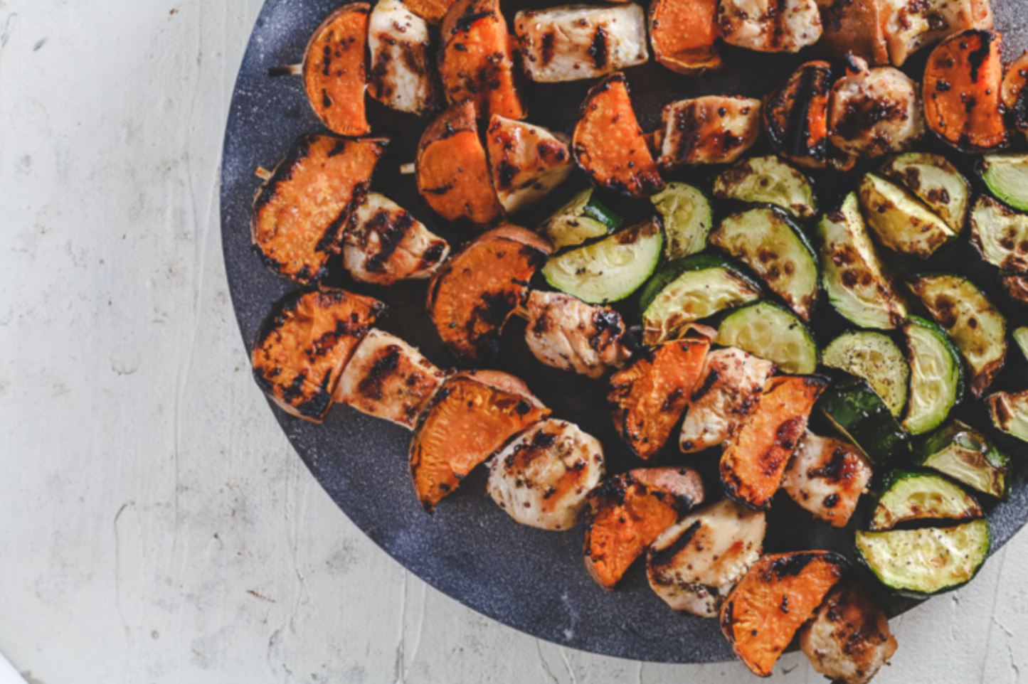 Maple Dijon Chicken and Sweet Potato Skewers