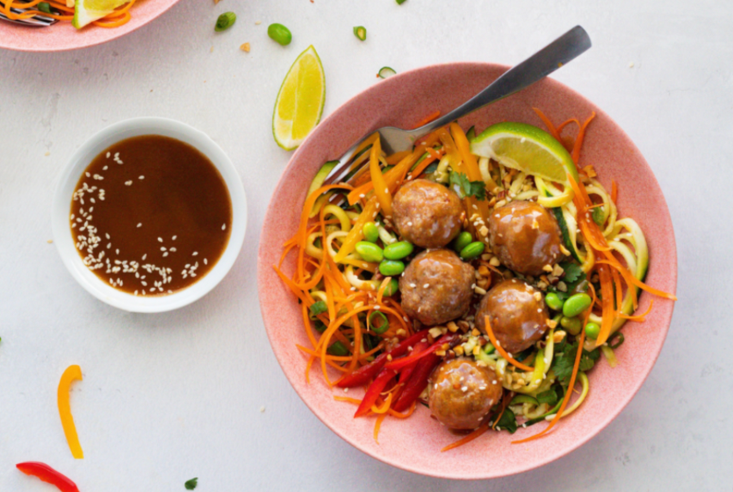 Five Spice Turkey Meatballs & Zoodle Salad